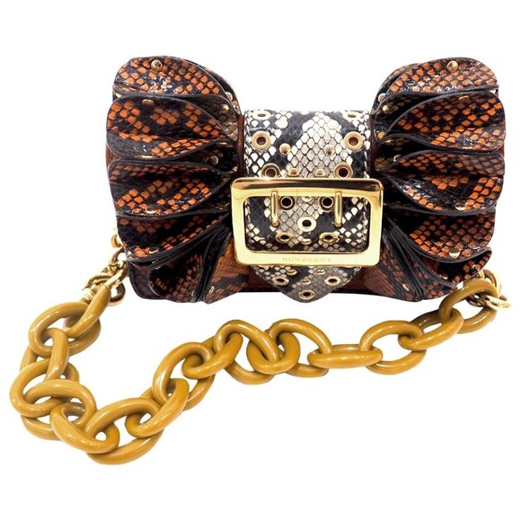 NWT BURBERRY PYTHON LEATHER BUCKLE SHIELD SHOULDER MULTICOLOURED BAG - Picture 1 of 13